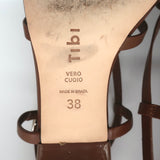 Tibi Brooks Low Heel Slingback Sandals Brown Leather Size 38