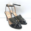 Valentino Studded Butterfly Sandals Black Leather Size 36.5 Ankle Strap Heels