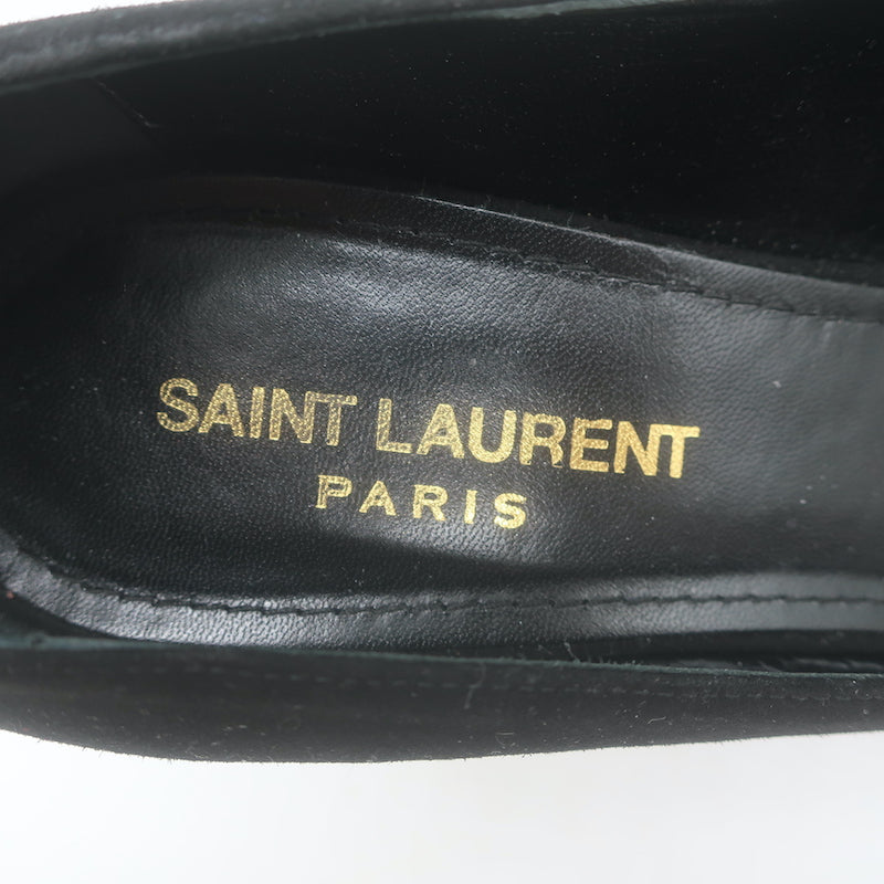 Saint Laurent Loulou Ankle Strap Pumps Black Suede Size 37.5
