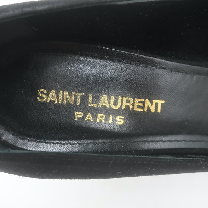 Saint Laurent Loulou Ankle Strap Pumps Black Suede Size 37.5