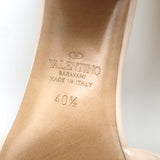 Valentino One Stud Mid-Heel Slide Sandals Nude Patent Leather Size 40.5