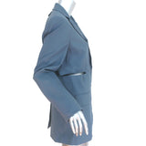 Tibi Cutout Blazer Blue Fluid Suiting Size 6 Two-Button Jacket NEW