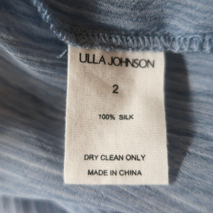 Ulla Johnson Clea Top Blue Crinkled Chiffon Size 2 Ruffled Sleeve Blouse