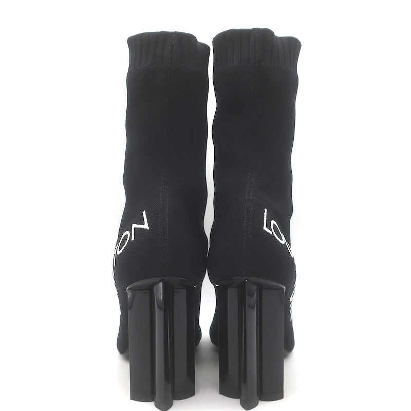 Louis Vuitton Silhouette Embroidered Sock Boots Black Stretch Knit Size 38