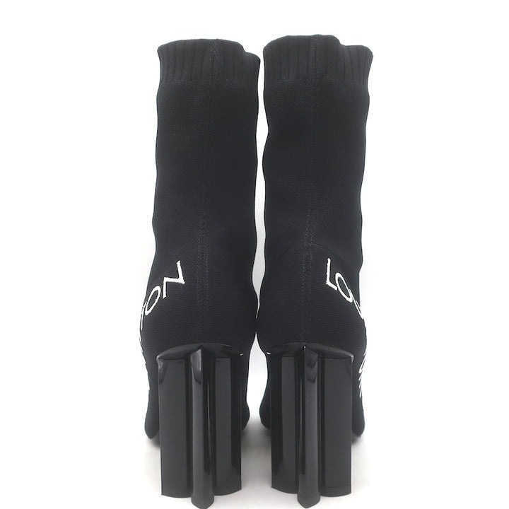 Louis Vuitton Silhouette Embroidered Sock Boots Black Stretch Knit Size 38