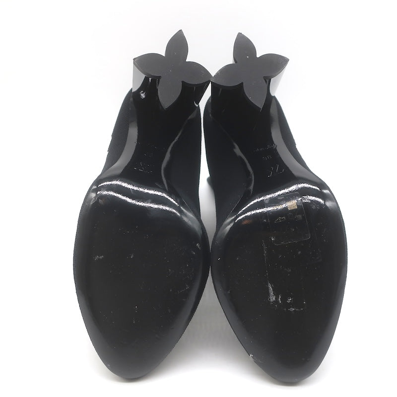 Louis Vuitton Silhouette Embroidered Sock Boots Black Stretch Knit Size 38