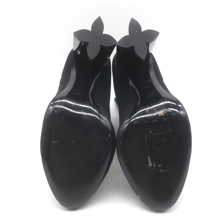 Louis Vuitton Silhouette Embroidered Sock Boots Black Stretch Knit Size 38