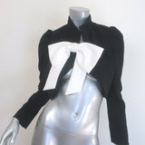 Alice + Olivia Addison Bow Collar Cropped Jacket Black/White Size Extra Small