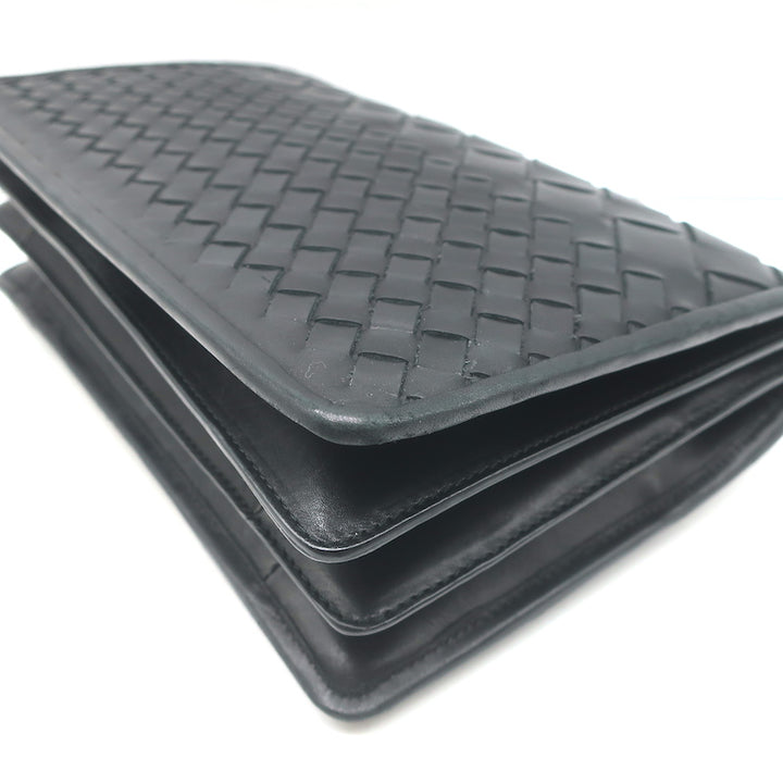 Bottega Veneta Montebello Medium Clutch Black Intrecciato Leather
