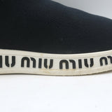 Miu Miu Logo Sock Sneakers Black Stretch Knit Size 38