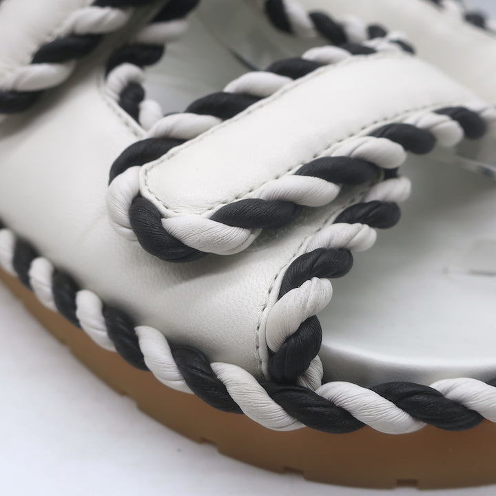 Bottega Veneta Jack two-tone dad sandals, white &amp; black leather, authentic pre-owned (gently worn), EU 39