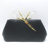 Alexis Bittar The Scissor Clutch Black Leather Chain-Strap Shoulder Bag NEW