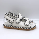 Bottega Veneta Jack two-tone dad sandals, white & black leather, authentic pre-owned
