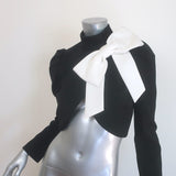 Alice + Olivia Addison Bow Collar Cropped Jacket Black/White Size Extra Small