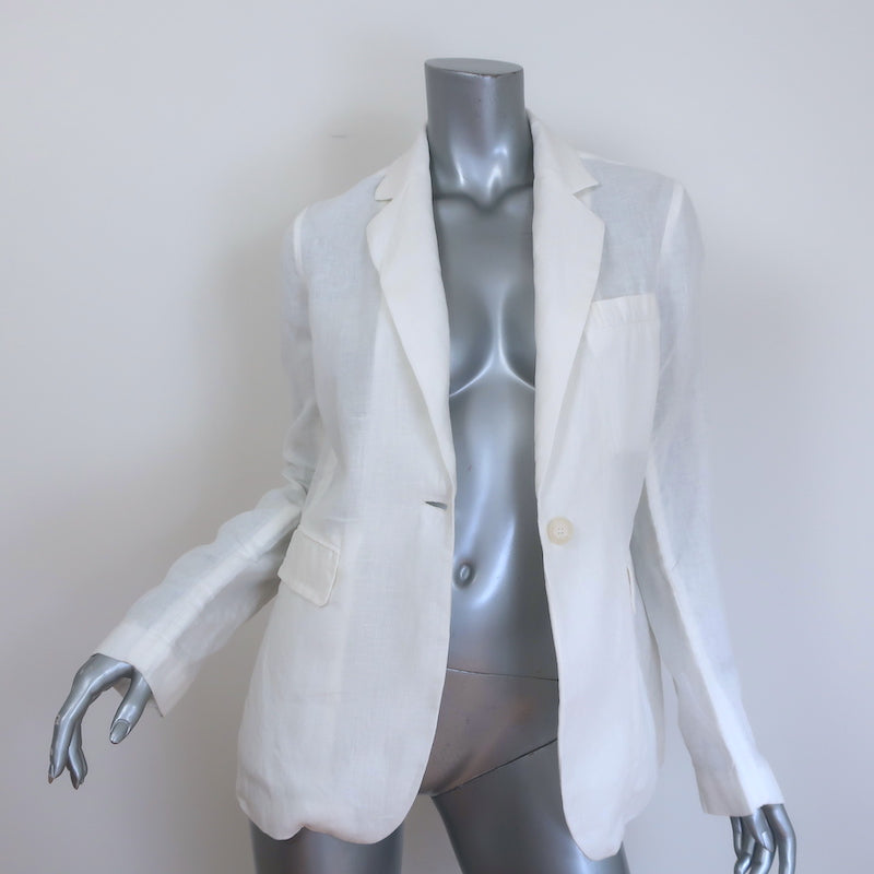 Nili Lotan Linen Blazer White Size 4 One-Button Jacket