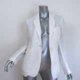 Nili Lotan Linen Blazer White Size 4 One-Button Jacket