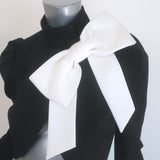 Alice + Olivia Addison Bow Collar Cropped Jacket Black/White Size Extra Small