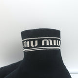 Miu Miu Logo Sock Sneakers Black Stretch Knit Size 38