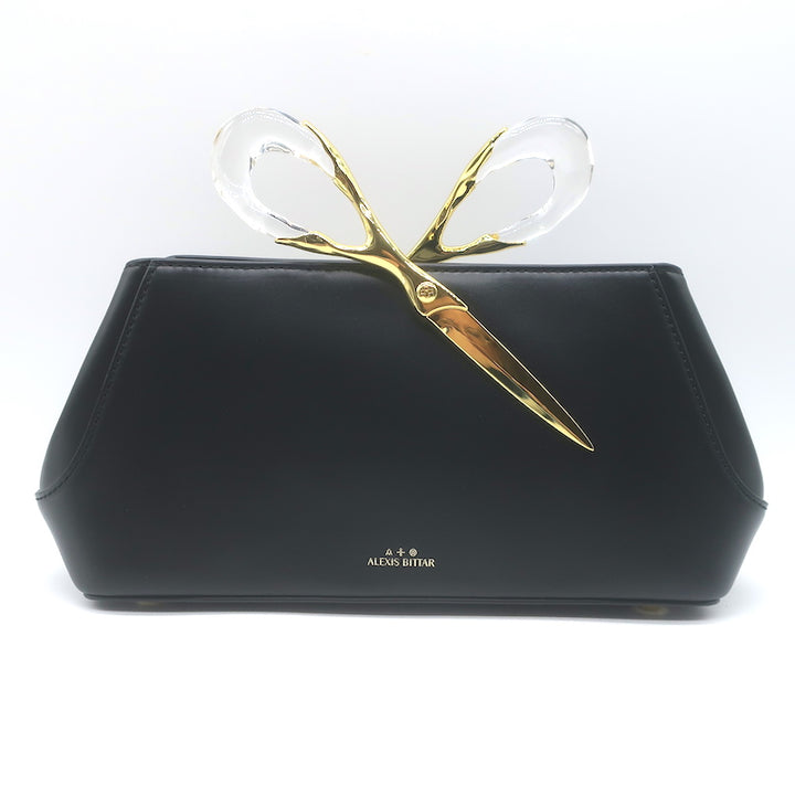Alexis Bittar The Scissor Clutch Black Leather Chain-Strap Shoulder Bag NEW