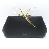 Alexis Bittar The Scissor Clutch Black Leather Chain-Strap Shoulder Bag NEW