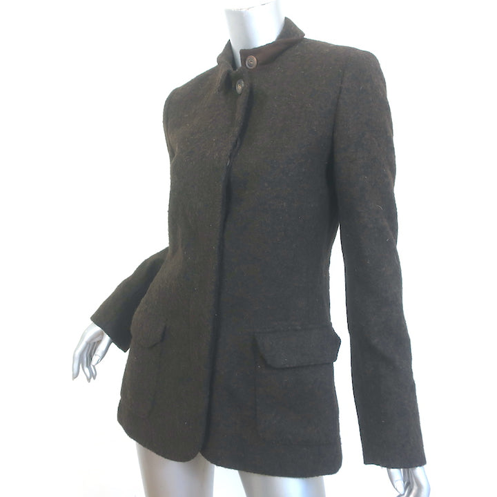 Loro Piana Button-Up Jacket Dark Brown Felt Size 42