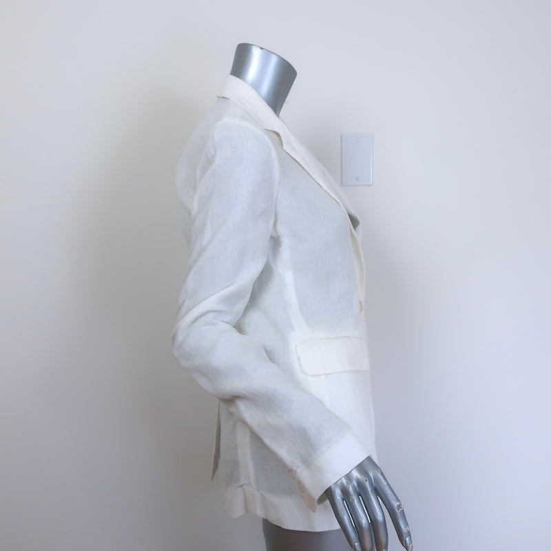 Nili Lotan Linen Blazer White Size 4 One-Button Jacket