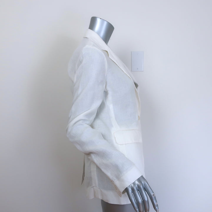 Nili Lotan Linen Blazer White Size 4 One-Button Jacket