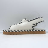 Authentic pre-owned Bottega Veneta Jack two-tone dad sandals in white and black leather, gently worn
