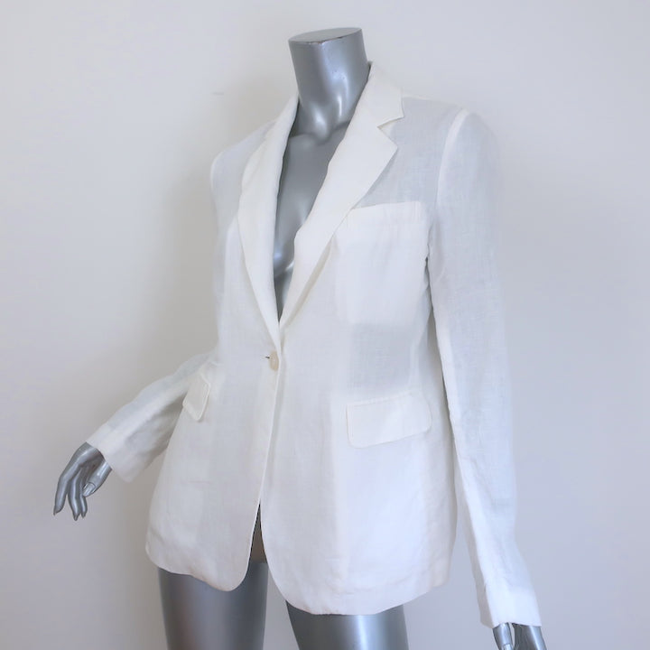 Nili Lotan Linen Blazer White Size 4 One-Button Jacket