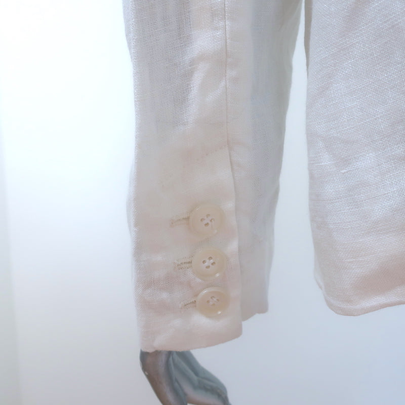 Nili Lotan Linen Blazer White Size 4 One-Button Jacket