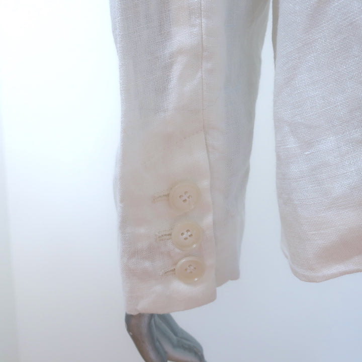 Nili Lotan Linen Blazer White Size 4 One-Button Jacket