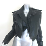 The Mannei Arezzo Cropped Leather Jacket Black Size 34
