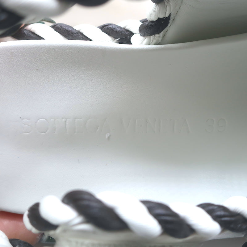 Bottega Veneta Jack two-tone dad sandals, white and black leather, authentic pre-owned, gently worn, EU 39