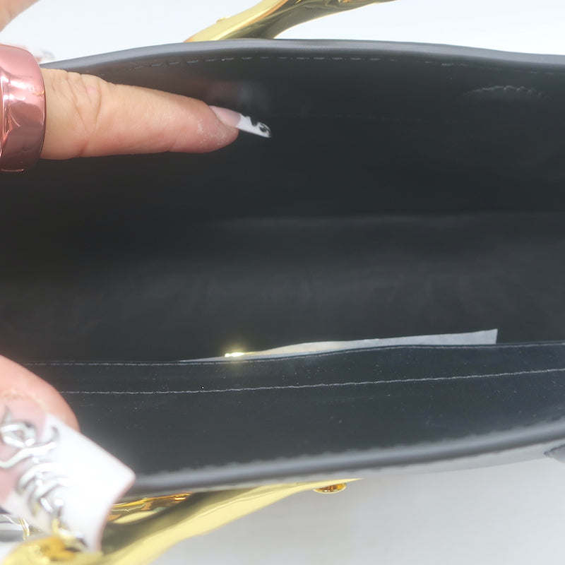 Alexis Bittar The Scissor Clutch Black Leather Chain-Strap Shoulder Bag NEW