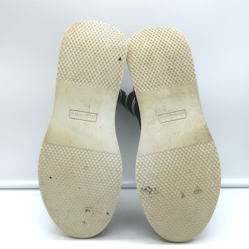 Miu Miu Logo Sock Sneakers Black Stretch Knit Size 38