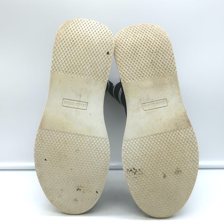 Miu Miu Logo Sock Sneakers Black Stretch Knit Size 38
