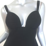 Oscar de la Renta Sweetheart Midi Dress Black Stretch Wool Size 8