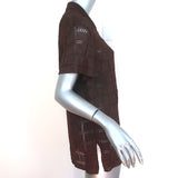 Calle Del Mar Crochet Shirt Chocolate Brown Size Small Short Sleeve Top NEW