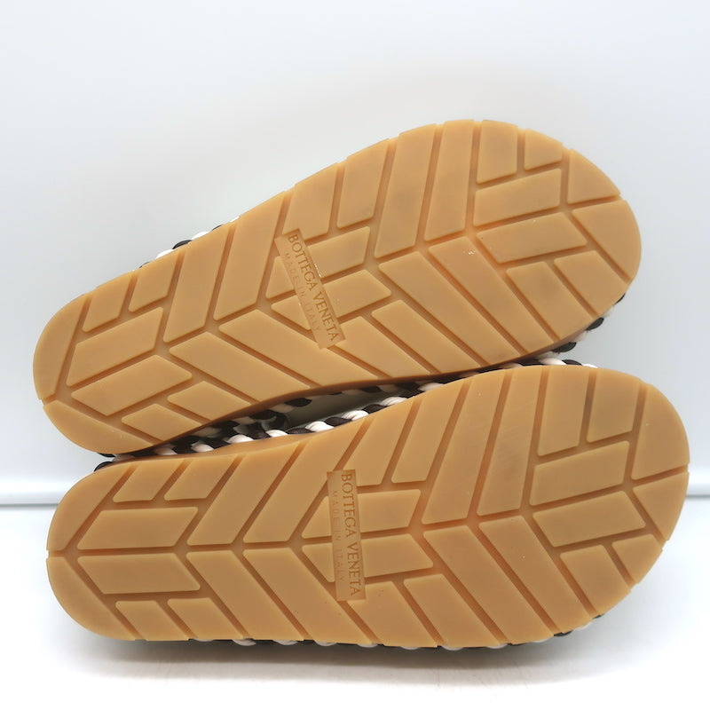 Bottega Veneta Jack two-tone leather dad sandals, white &amp; black, pre-owned and authentic luxury piece