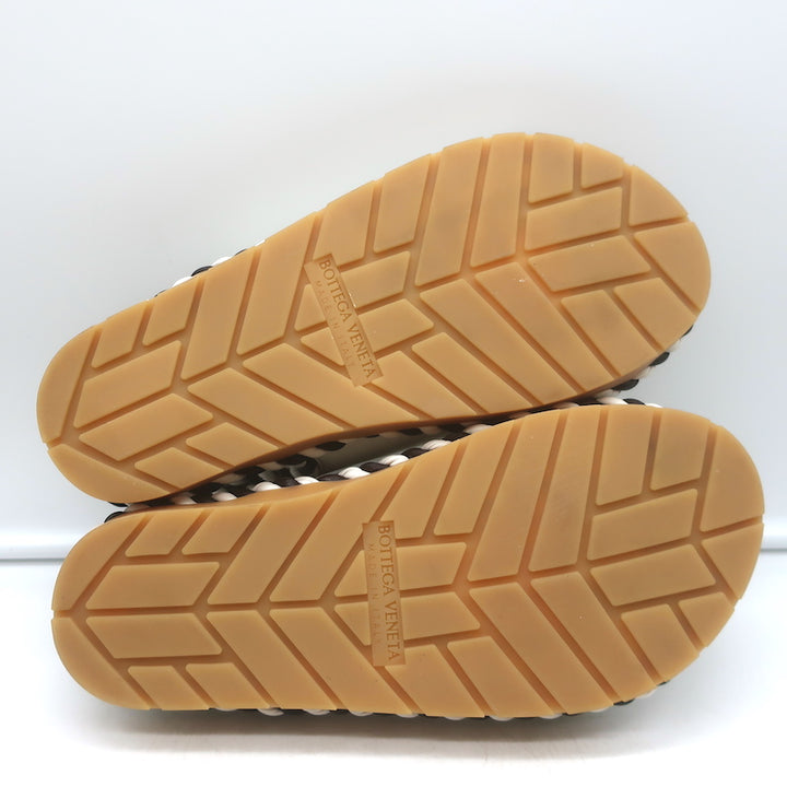 Bottega Veneta Jack two-tone leather dad sandals, white &amp; black, pre-owned and authentic luxury piece