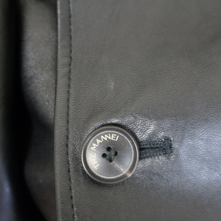 The Mannei Arezzo Cropped Leather Jacket Black Size 34