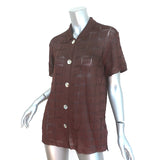 Calle Del Mar Crochet Shirt Chocolate Brown Size Small Short Sleeve Top NEW