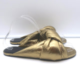 Balenciaga Drapy Knotted Slide Sandals Gold Metallic Leather Size 38.5