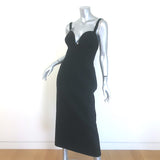 Oscar de la Renta Sweetheart Midi Dress Black Stretch Wool Size 8
