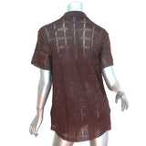 Calle Del Mar Crochet Shirt Chocolate Brown Size Small Short Sleeve Top NEW