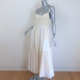 La Ligne Celeste Patchwork Midi Dress Ivory Cotton-Hemp Size Small