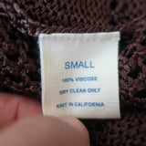 Calle Del Mar Crochet Shirt Chocolate Brown Size Small Short Sleeve Top NEW