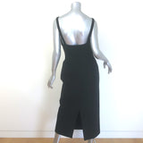 Oscar de la Renta Sweetheart Midi Dress Black Stretch Wool Size 8