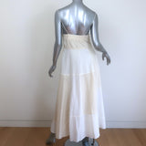 La Ligne Celeste Patchwork Midi Dress Ivory Cotton-Hemp Size Small