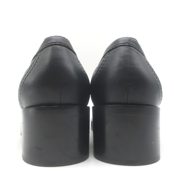 Chanel Quilted CC Heart Loafers Black Lambskin Leather Size 38.5